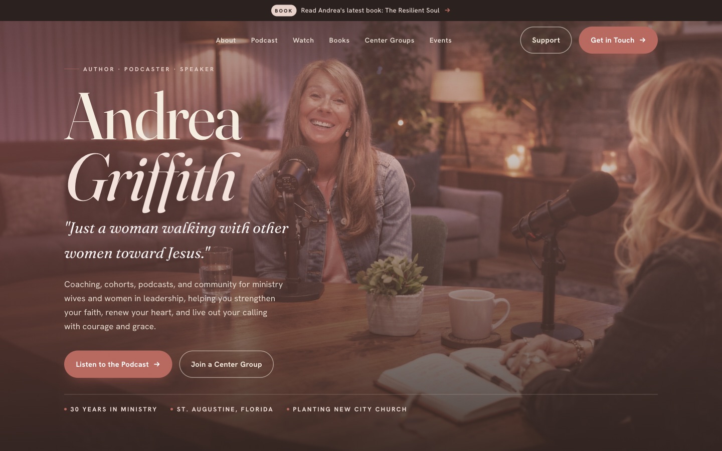 Andrea Griffith website rebuild by Ministry Builders